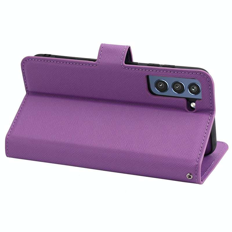 For Samsung Galaxy S21 FE 5G Cross Texture Detachable Leather Phone Case(Purple)