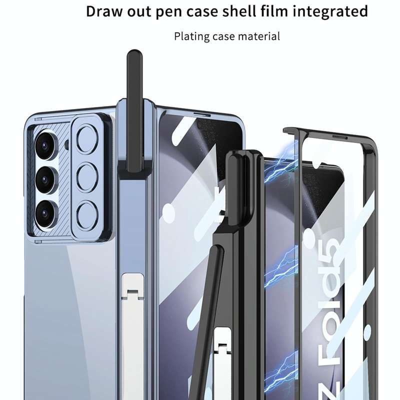 For Samsung Galaxy Z Fold5 5G GKK Integrated Push Lens Window Fold Hinge Phone Case with Pen Slot...
