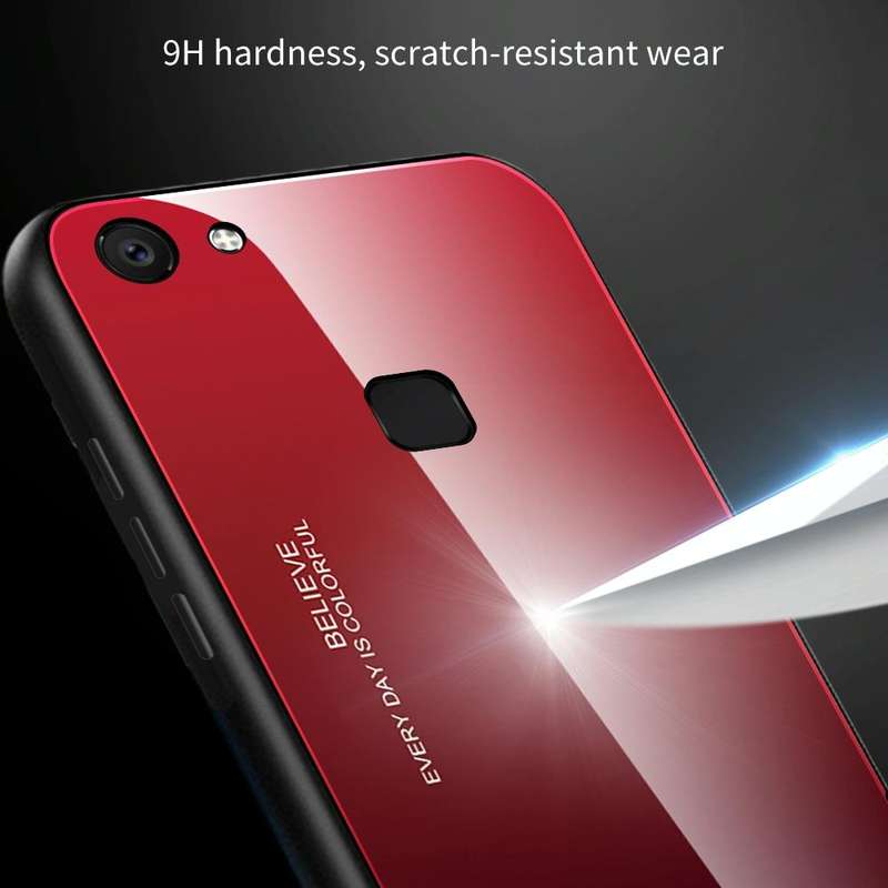For Vivo V7 Gradient Color Glass Case(Blue)
