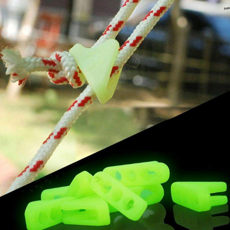 10 PCS Outdoor Luminous Rope Buckle Fluorescence Tent Triangle Buckle Alert Reminder Accidental D...