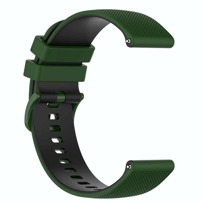 For Garmin Forerunner 245 Music 20mm Checkered Two-Color Silicone Watch Band(Amy Green+Black)