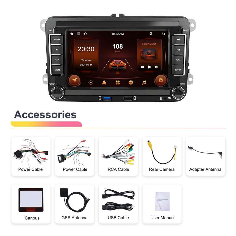 For Volkswagen/Skoda 2+64G Player Large Screen Carplay Android Navigation Reversing Camera Integr...