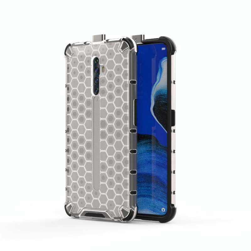 For Oppo Reno2 Z Shockproof Honeycomb PC + TPU Case(White)