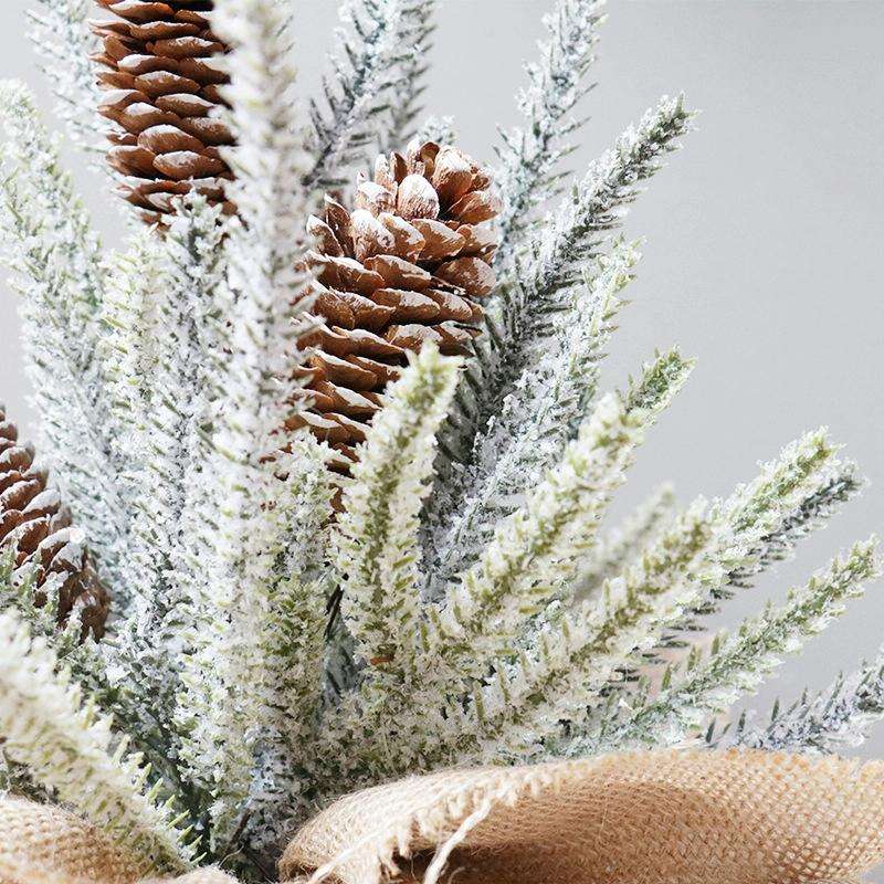 SYAF19 33cm Christmas Decorations Snow PE Mini Christmas Tree Plant(Pine Cones)