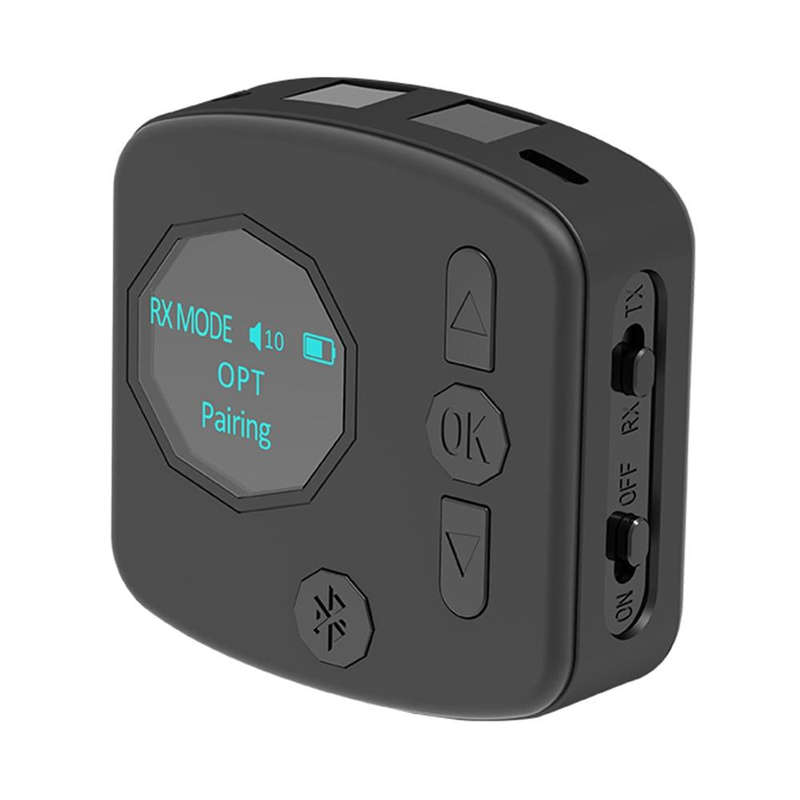 B38 2 in 1 Bluetooth 5.0 Audio Adapter Transmitter Receiver with OLED Display, Support Optical Fi...