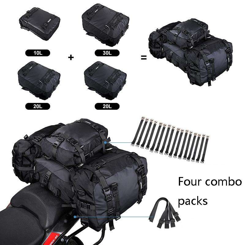 Rhinowalk Multi-Function Motorcycle Rear Seat Bag Combination Rear Shelf Pannier, Colour: Black 20L