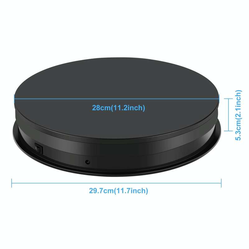 PULUZ 30cm Adjusting Speed Rotating Turntable Display Stand, Load 10-15kg, EU Plug (Black)