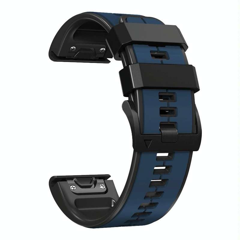 For Garmin Fenix 6 22mm Silicone Sports Two-Color Watch Band(Dark Blue+Black)