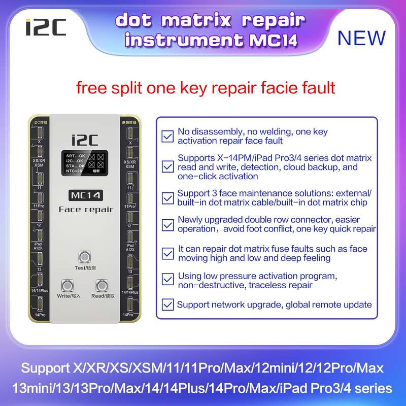 i2C MC14 Dot Matrix Repair Instrument for iPhone X to 14Pro Max / iPad Pro 3 / 4 Series
