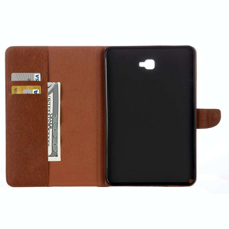 For Galaxy Tab A 10.1 (2016) / P580 Simple Style Horizontal Flip Leather Case with Holder & Card ...