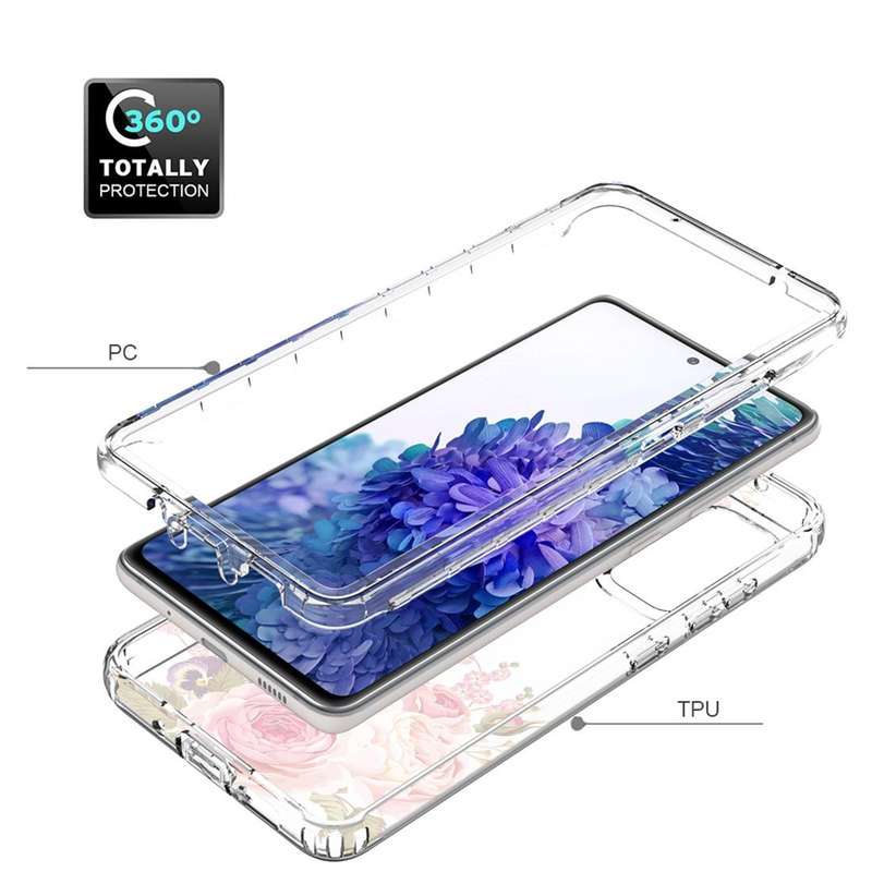 For Samsung Galaxy S20 FE PC+TPU Transparent Painted Phone Case(Pink Rose)