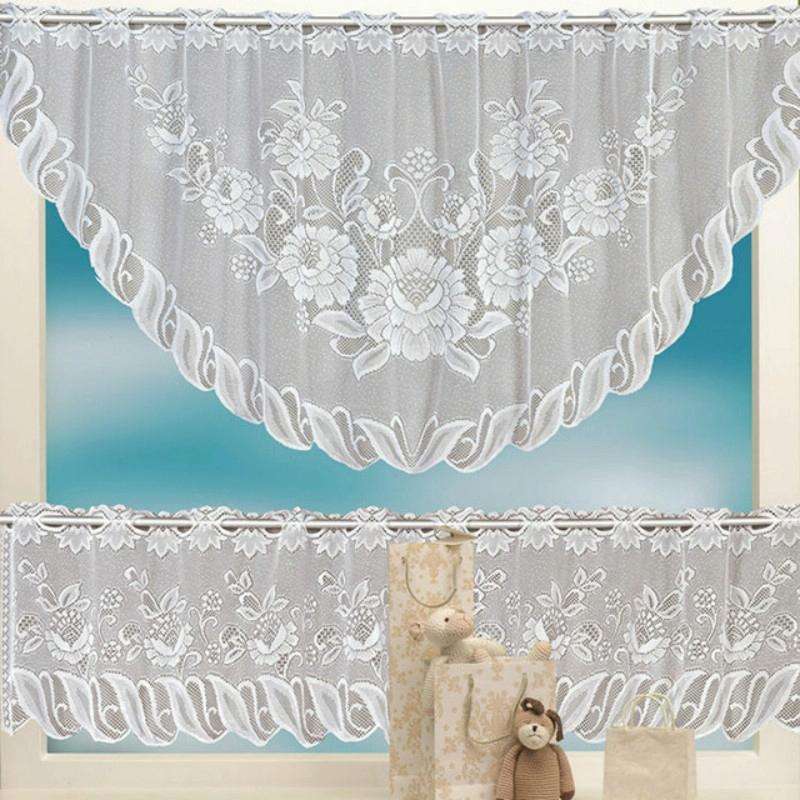 White Translucent Coffee Curtain Tulle Lace Sheer Warp Knitted Jacquard Curtains Bedroom Curtains...