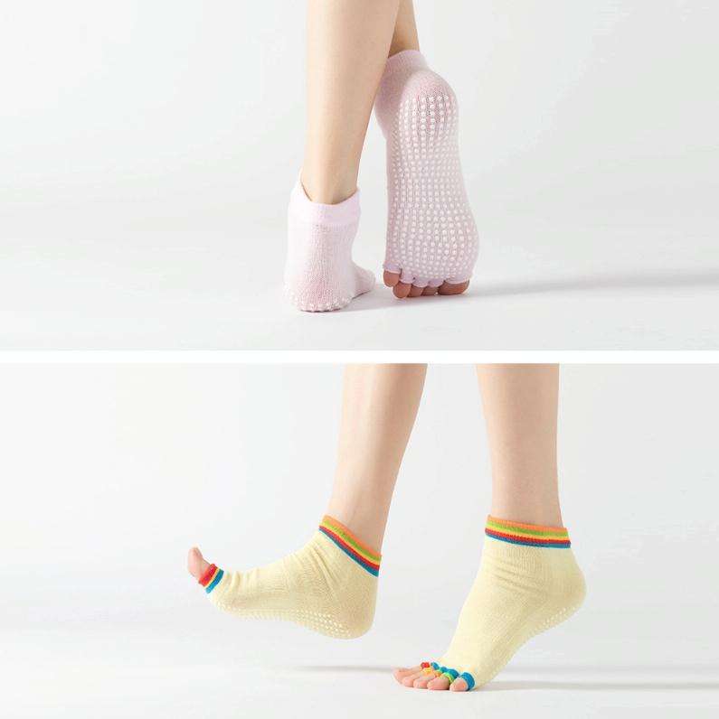 3 Pair Open-Toe Yoga Socks Indoor Sports Non-Slip Five-Finger Dance Socks, Size: One Size(Color L...