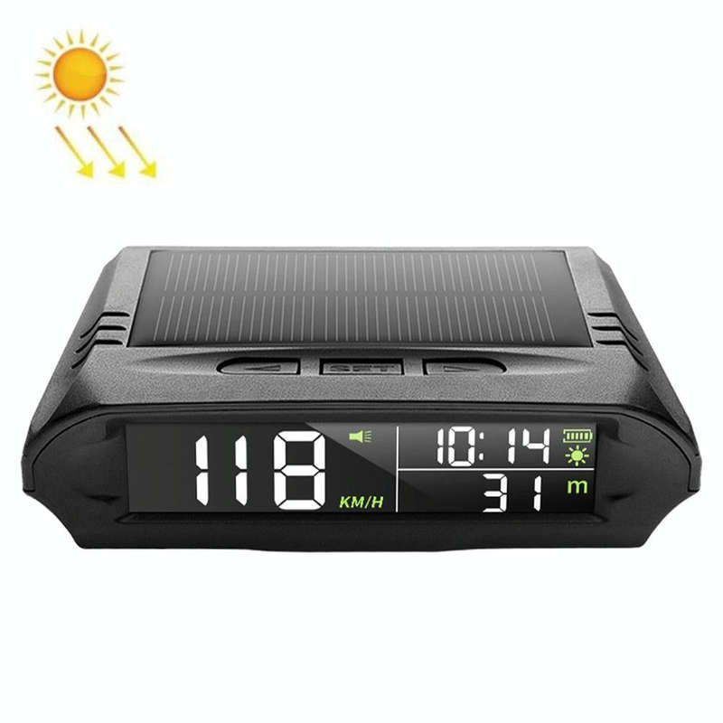Car Solar HUD Tire Pressure Monitoring GPS Speed Time Altitude Table(Black)