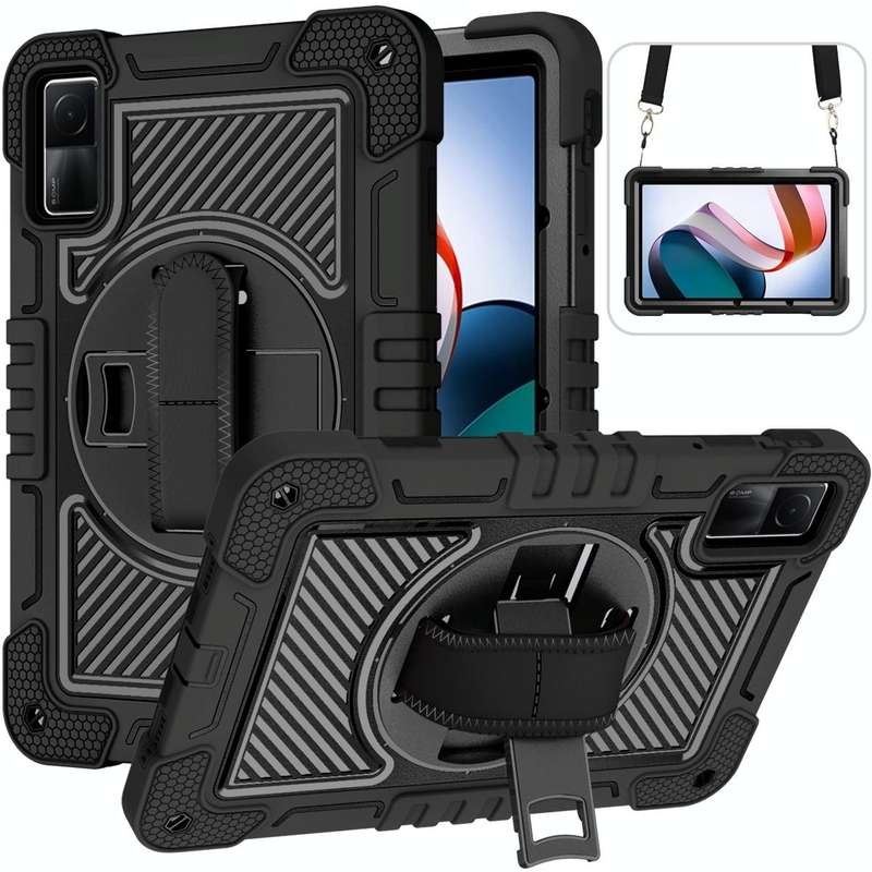 For Xiaomi Redmi Pad 10.61 360 Degree Rotation PC Contrast Silicone Tablet Case(Black)