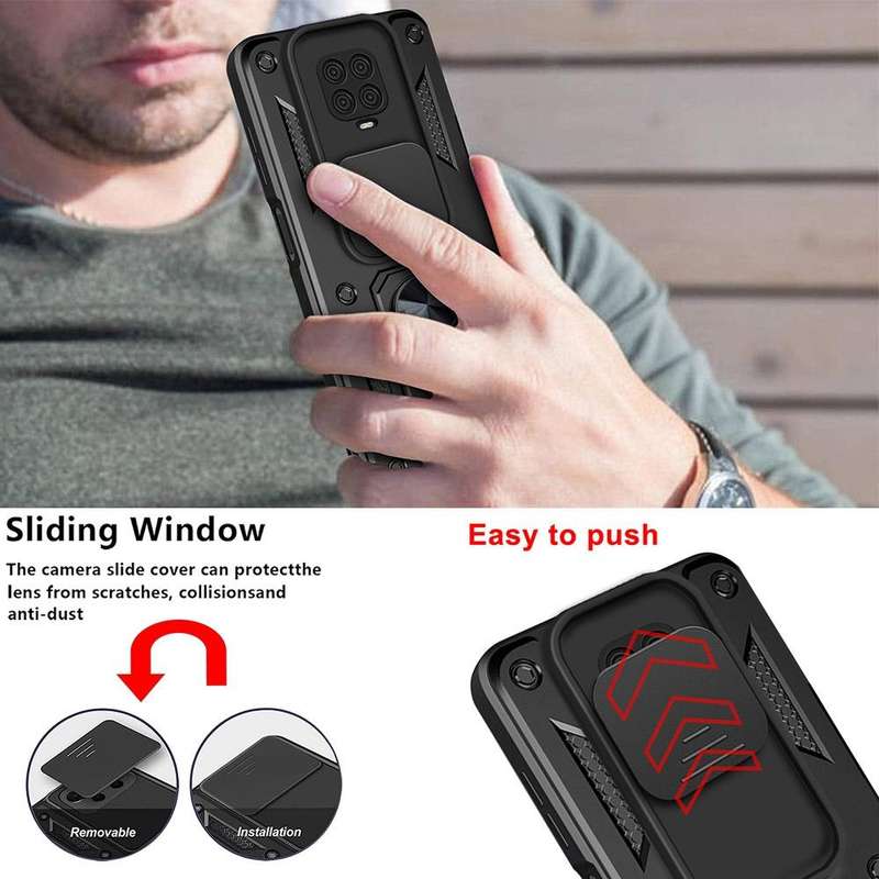 For Xiaomi Redmi Note 9 Pro Sliding Camera Cover Design TPU+PC Phone Case(Black)