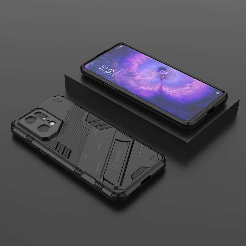 For OPPO Find X5 Pro Punk Armor 2 in 1 PC + TPU Shockproof Phone Case with Invisible Holder(Black)
