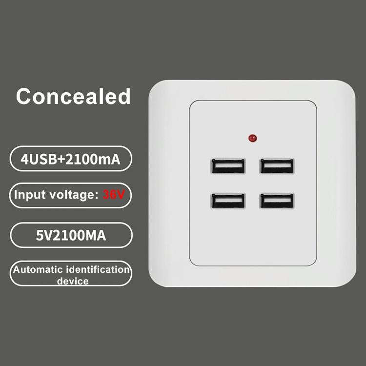 5V 3.1A 4 Ports USB Wall Charger Adapter Dock Station Socket Power Panel, 36V input