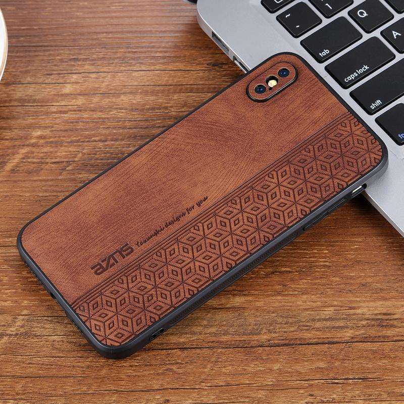 For iPhone X / XS AZNS 3D Embossed Skin Feel Phone Case(Brown)