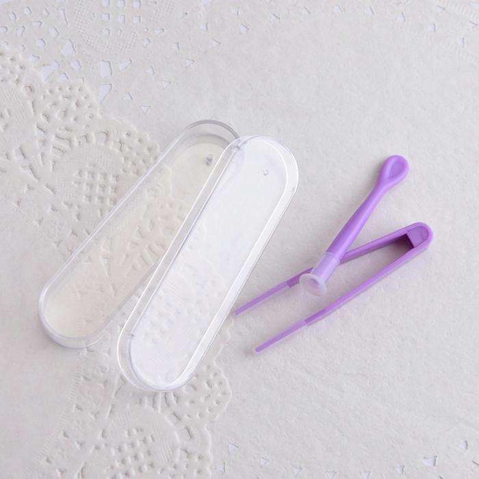 5pcs Portable Contact Lens Special Tweezer and Stick Set Travel Kit(Purple)