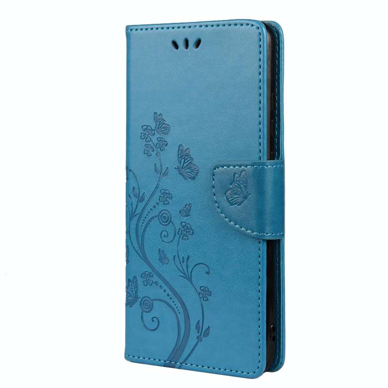 For Samsung Galaxy A23 5G Butterfly Flower Pattern Flip Leather Phone Case(Blue)