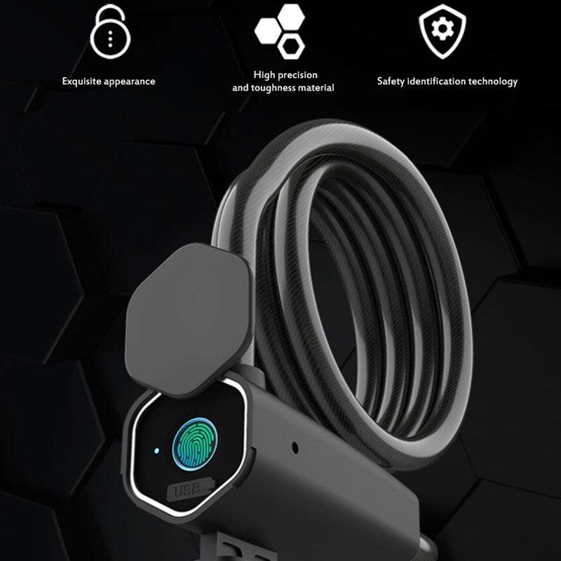 W16 IP65 Waterproof Fingerprint Lock Steel Rope Anti-theft Electric Car Lock Bluetooth APP Electr...