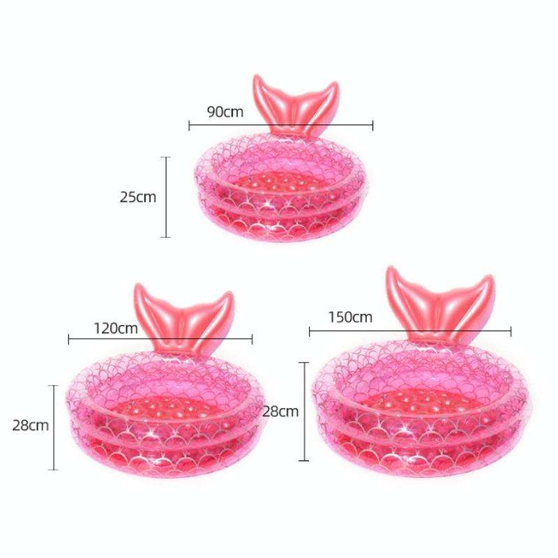 Inflatable Mermaid Shape Pool Home Children Baby Pink Round Swimming Pool Floating Air Cushion, S...
