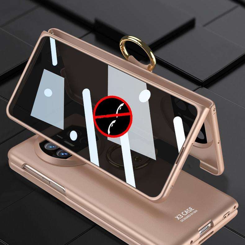 For Huawei Mate X3 GKK Privacy Ultra-thin PC Full Coverage Phone Case with Ring Holder(Gold)