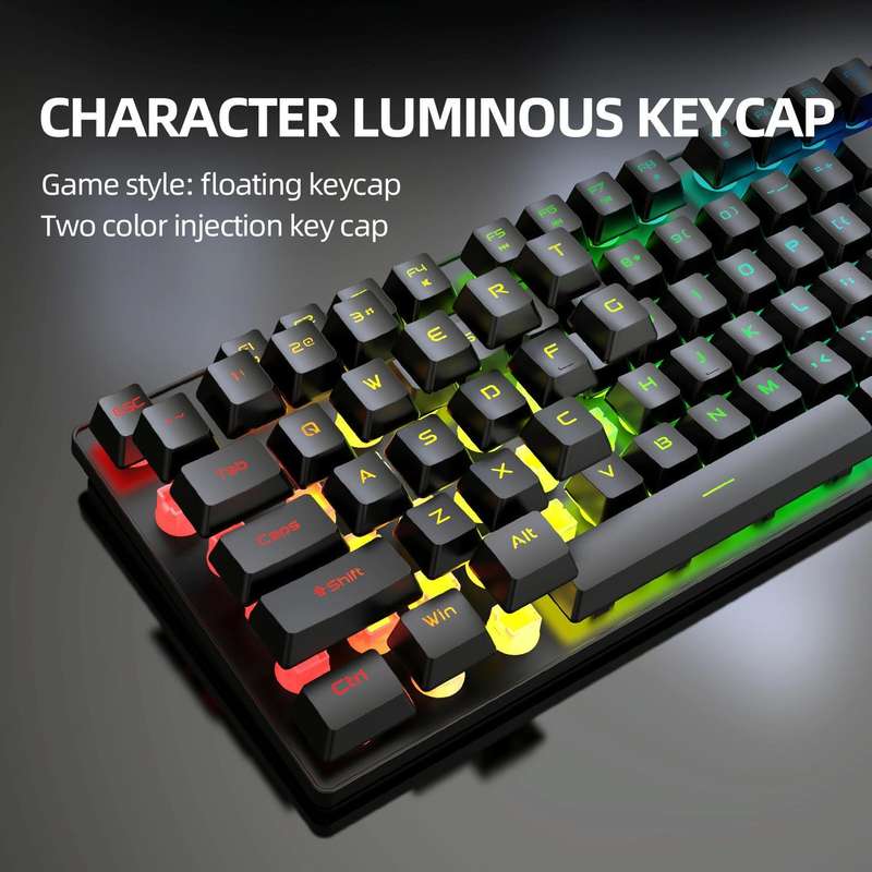ZIYOULANG T3 Wireless Charging Gaming Lighted Keyboard and Mouse Set(White Rainbow Light)