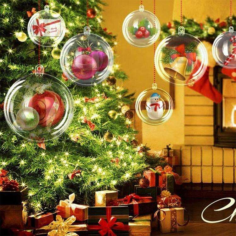 High Transparent Christmas Plastic Hollow Round Ball Window Decoration Mall Hanging Ball, Size:20cm