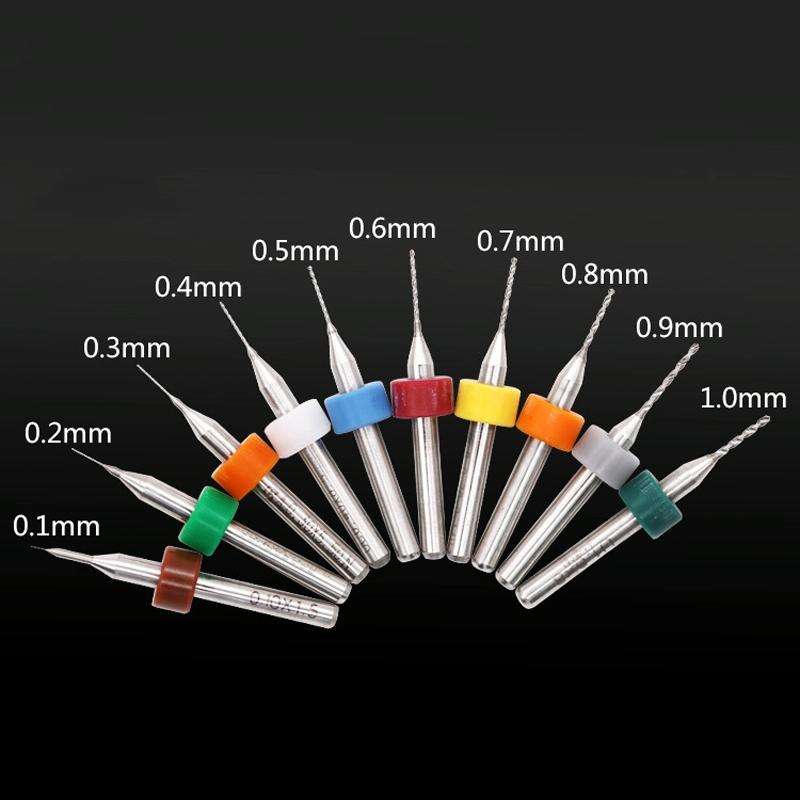10 In 1 PCB Tungsten Steel Drill Bits Carving Miniature Drill Bits, Size: 0.1-1mm