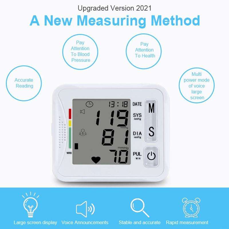KWL-W01 Home Automatic Smart Wrist Electronic Sphygmomanometer, Style: English With Voice(White)