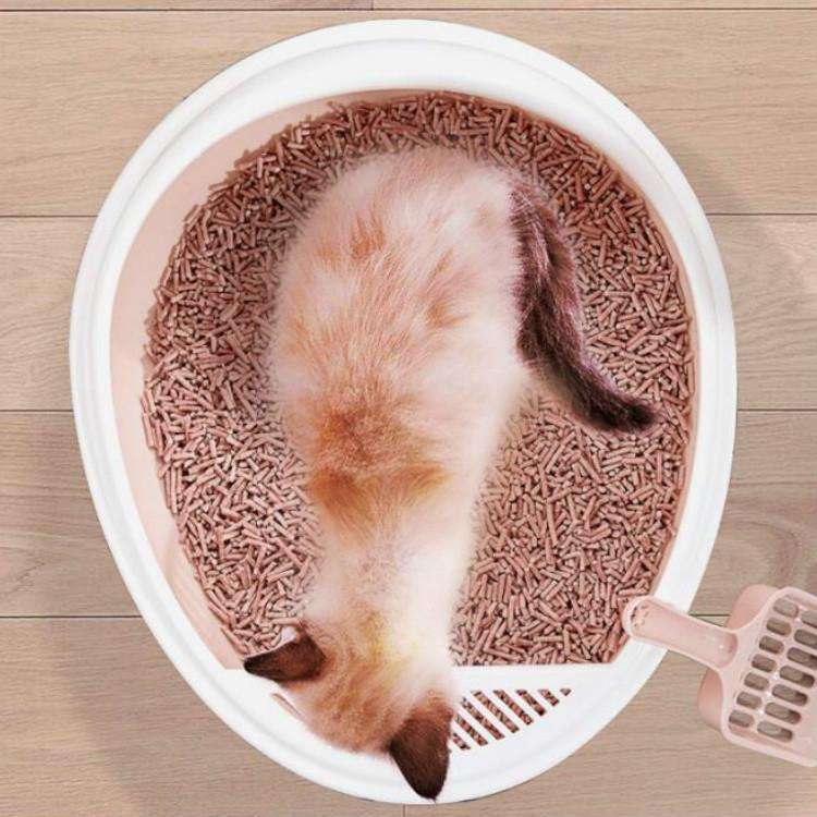 Pet Supplies Semi-Enclosed Detachable Splash-Proof Litter Box Cat Toilet with Cat Litter Scoop(Pink)