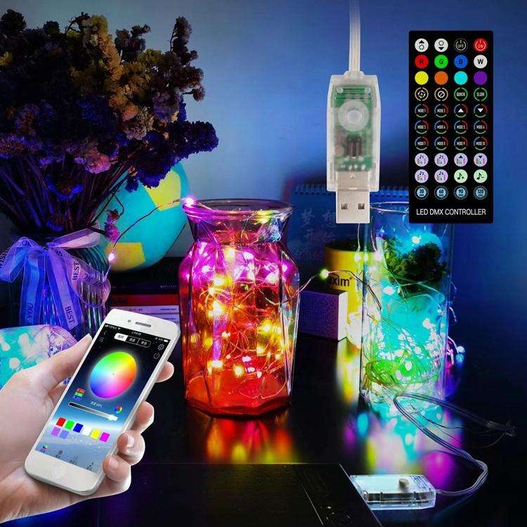 Christmas Decoration USB Copper Wire String Light Remote Controller & Bluetooth Mobile APP Contro...