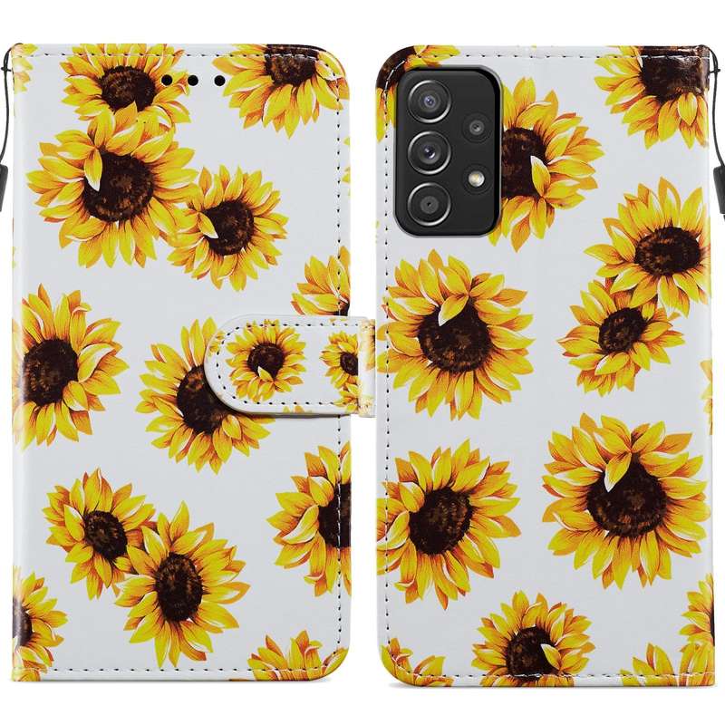 For Samsung Galaxy A53 5G Painted Pattern Horizontal Flip Leather Phone Case(Sunflower)