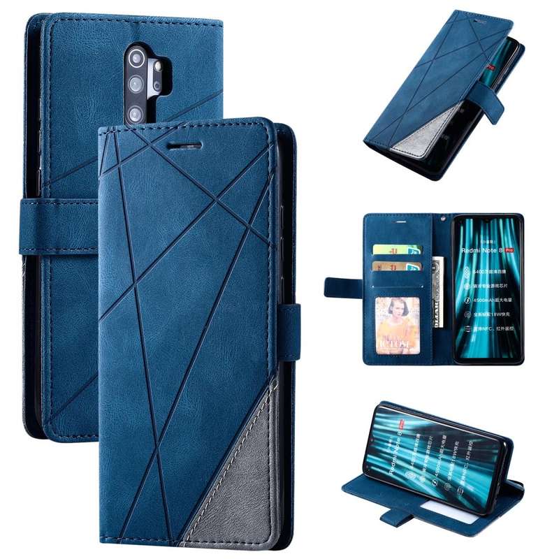 For Xiaomi Redmi Note 8 Pro Skin Feel Splicing Horizontal Flip Leather Case with Holder & Card Sl...