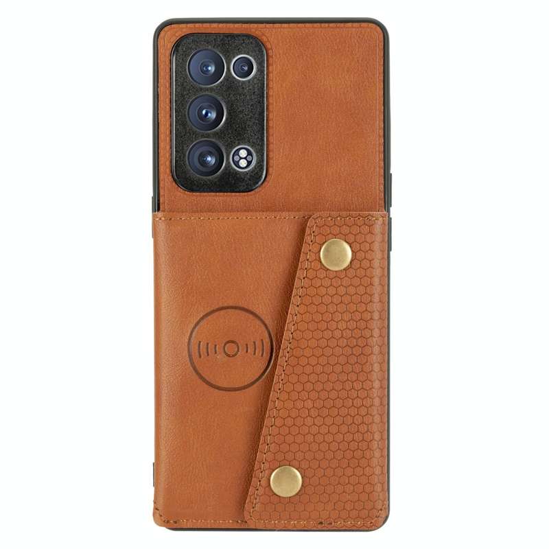 For OPPO Reno6 Pro+ 5G Double Buckle PU + TPU Shockproof Magnetic Protective Case with Card Slot ...