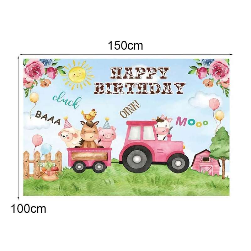1.5m X 1m Cartoon Farm Animals Photography Backdrop Birthday Party Background Decoration(MDM10756)