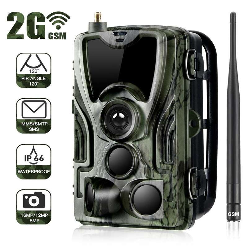 HC801M 2G GSM Waterproof IP66 IR Night Vision Security Hunting Trail Camera, 120 Degree PIR Angle
