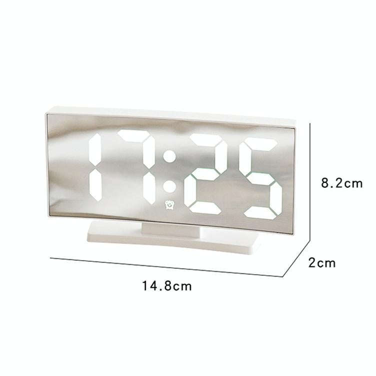 669 Multifunctional LED Curved Screen Desktop Electronic Clock(White Shell White Light)