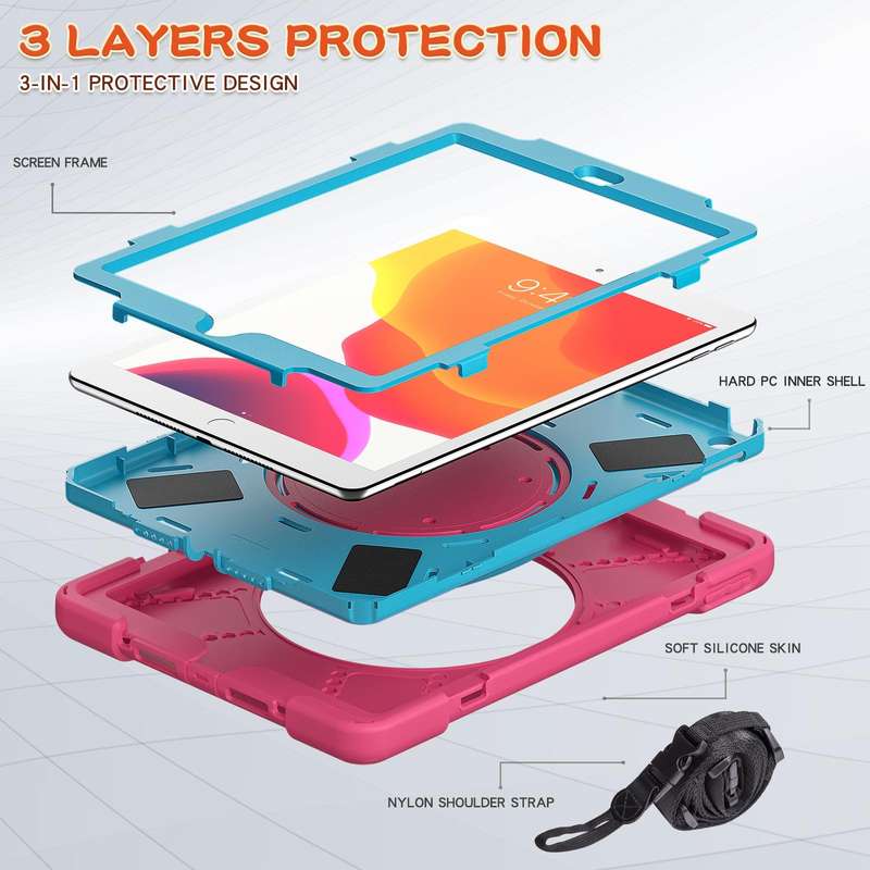 For Apple iPad 10.2 2021 / 2020 / 2019 Contrast Color Silicone + PC Protective Case with Holder &...