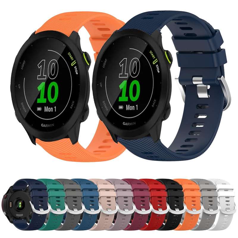 For Garmin Forerunner 55 20mm Solid Color Soft Silicone Watch Band(Midnight Blue)