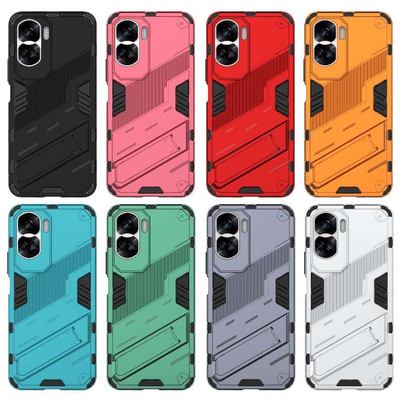 For Honor 90 Lite 5G Global Punk Armor 2 in 1 PC + TPU Phone Case with Holder(White)