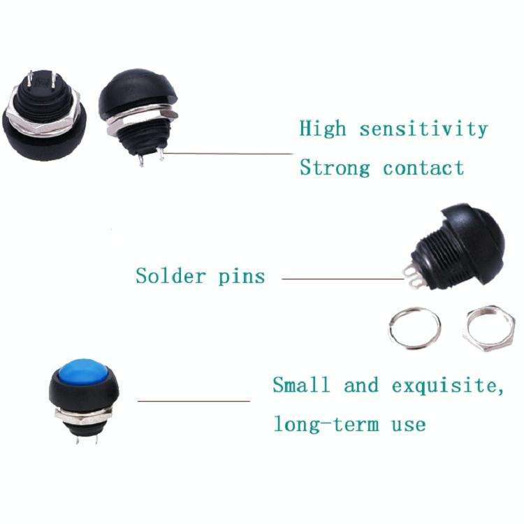 10 PCS Small Waterproof Self-Reset Button Switch(Blue)