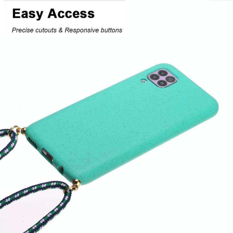 For Huawei P40 Lite Wheat Straw Material + TPU Protective Case with Lanyard(Green)
