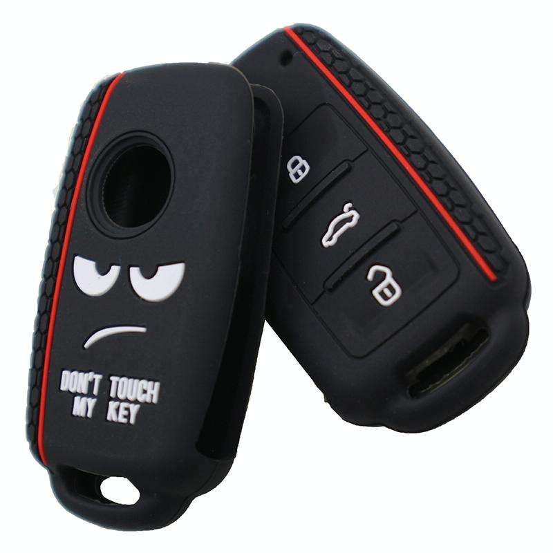 Do not Touch My Key Style Silicone Car Key Cover for Volkswagen Jetta Polo Passat Skoda Tiguan Go...
