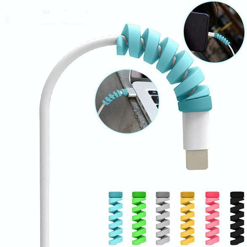 Spiral Style Silicone Data Cable Protective Cover Anti-wire Break Winder(Black)