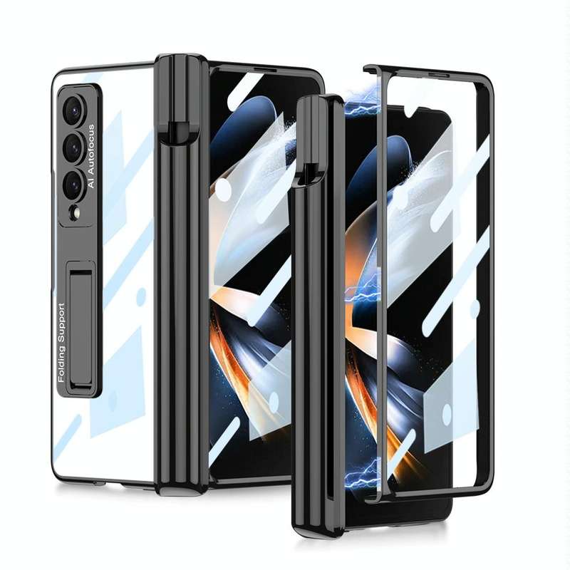 For Samsung Galaxy Z Fold4 GKK Magnetic Fold Hinge Shockproof Phone Case with Pen Slots(Black)