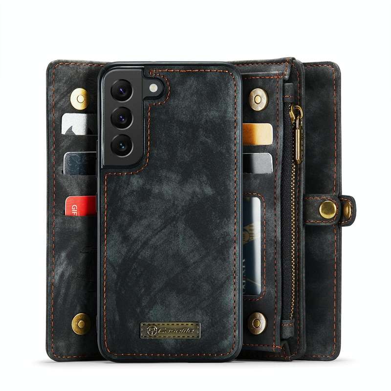 For Samsung Galaxy S22 5G CaseMe-008 Detachable Multifunctional Horizontal Flip Leather Case(Black)