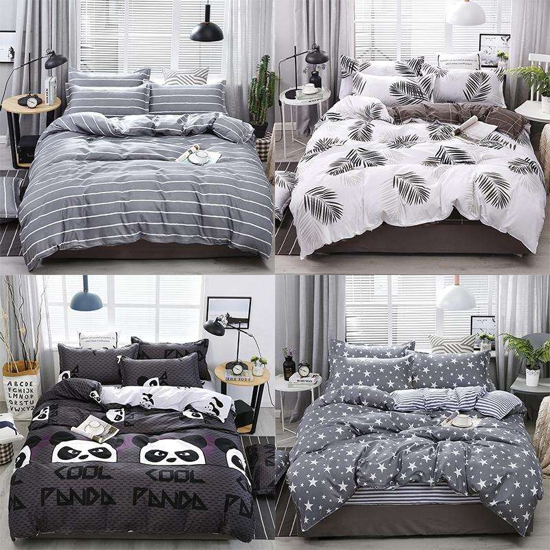 4 PCS/Set Bedding Set Happy Family Pattern Duvet Cover Flat Sheet Pillowcase Set, Size:1.8M(Panda...